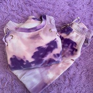 Justice Velour tie dye sweat suit size 10